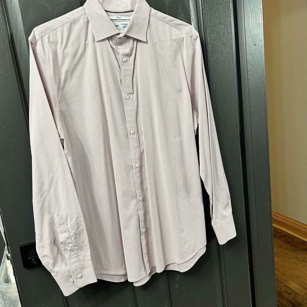 Old Navy Men's Reg Fit Long Sleeve Button up Shirt Large Pink White Slim Signatu
